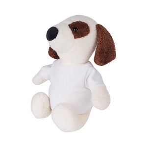 Personalised  Soft toy dog white with brown ears